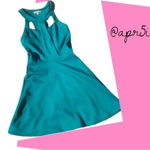 High Neck Blue Dress